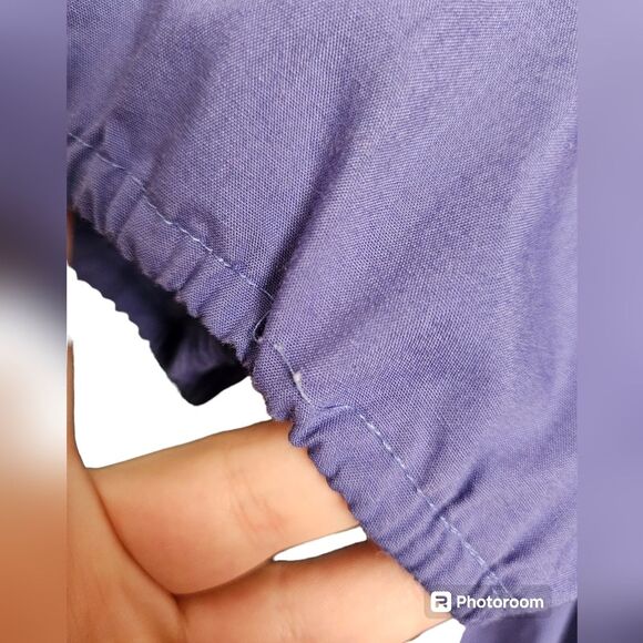 Vintage 80s 90s Cottagecore Purple White Decorative Collar Cold Shoulder Dress - Picture 7 of 7